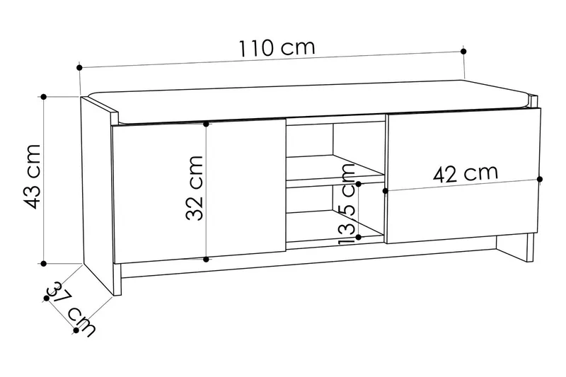 Homitis skohylde - Mørk eg - Opbevaring - Entréopbevaring