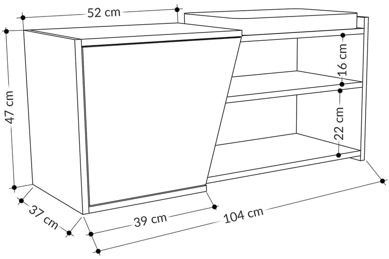 Jektvik Skoskab 104x37 cm - Natur - Entréopbevaring - Skohylde med bænk