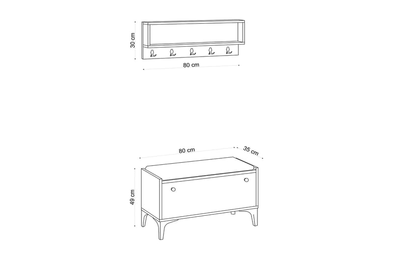 Mamerto Skoskab 80x36 cm - Natur - Entréopbevaring - Skohylde med bænk