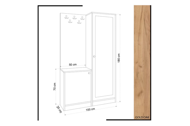 Mod Design Entrémøbel - Træ / hvid - Opbevaring - Entréopbevaring