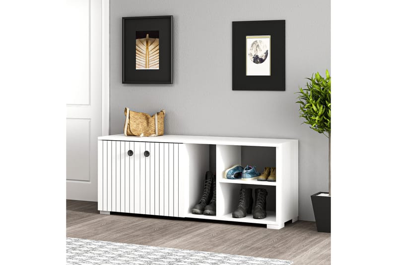 Rinorea Skoskab 120x51,6 cm - Hvid - Opbevaring - Entréopbevaring