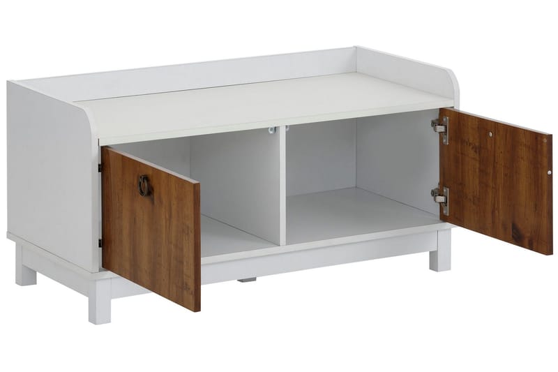 Shellake Skobænk 92x45 cm - Hvid/Natur - Opbevaring - Entréopbevaring