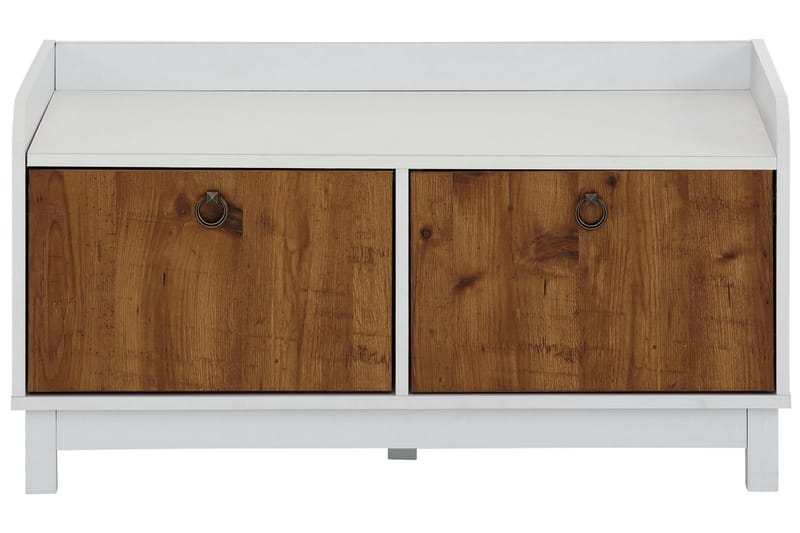 Shellake Skobænk 92x45 cm - Hvid/Natur - Opbevaring - Entréopbevaring