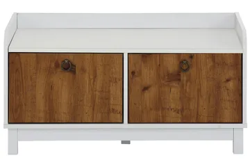 Shellake Skobænk 92x45 cm - Hvid/Natur - Opbevaring - Entréopbevaring