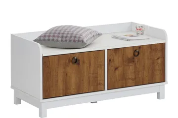 Shellake Skobænk 92x45 cm - Hvid/Natur - Opbevaring - Entréopbevaring