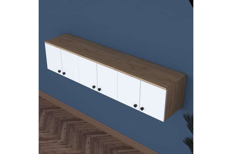 Jaibir Vegghylle 179,6x37,5 cm Brun/Hvit - Hanah Home - Opbevaring - Hylder & Reoler - Væghylde & vægreol
