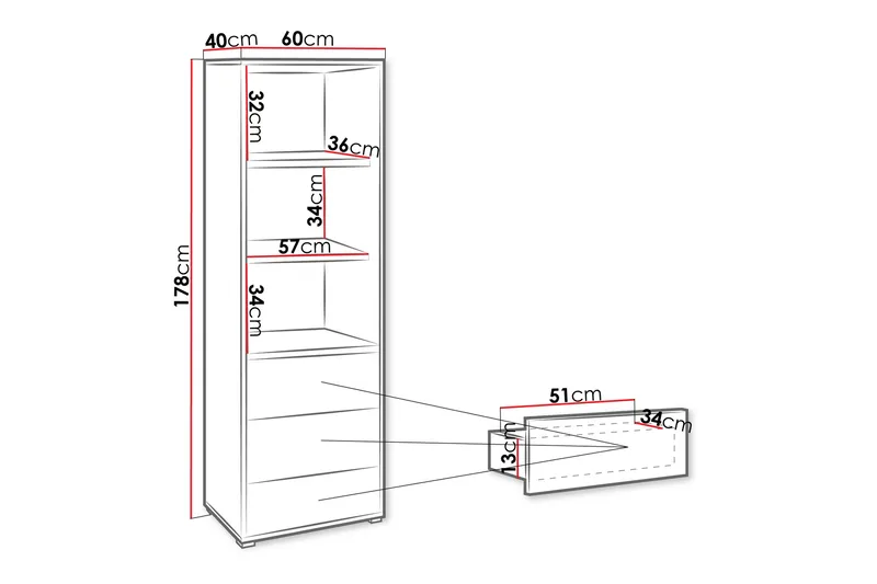 Agawal Reol 60 cm - Beige - Opbevaring - Hylder & Reoler - Bogreol