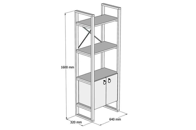 Albuferia Bogreol 64 cm - Natur/Sort - Opbevaring - Hylder & Reoler - Bogreol