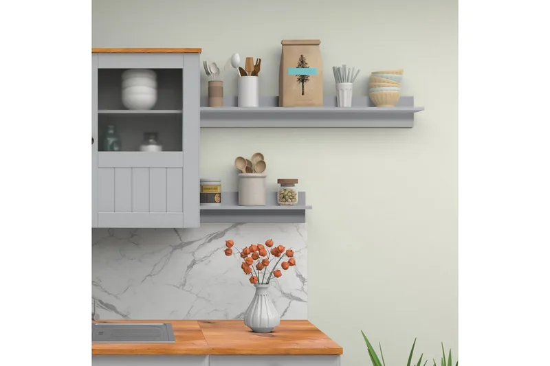 Alby Væghylde 100x14 cm - Grå - Opbevaring - Hylder & Reoler - Væghylde & vægreol