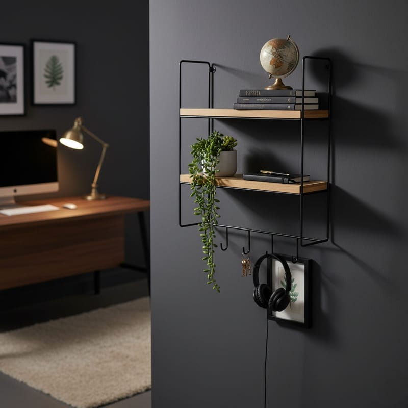 Alvorn væghylde 58x42 cm - Guld og Natur - Opbevaring - Hylder & Reoler - Væghylde & vægreol