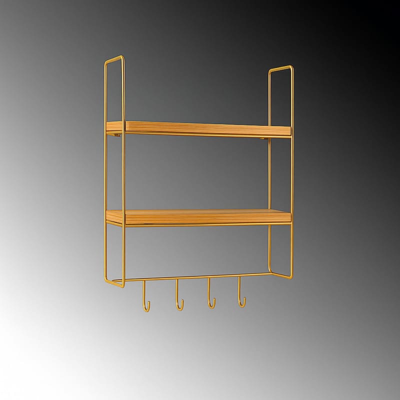 Alvorn væghylde 58x42 cm - Guld/Natur - Opbevaring - Hylder & Reoler - Væghylde & vægreol