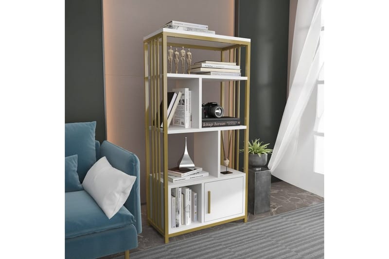 Arven Bogreol 60 cm i Malet Træ - Hvid|Guld - Opbevaring - Hylder & Reoler - Bogreol