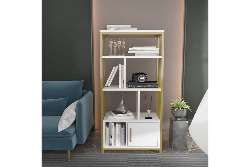 Arven Bogreol 60 cm i Malet Træ - Hvid|Guld - Opbevaring - Hylder & Reoler - Bogreol
