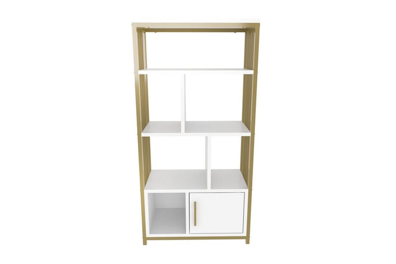 Arven Bogreol 60 cm i Malet Træ, Hvid|Guld
