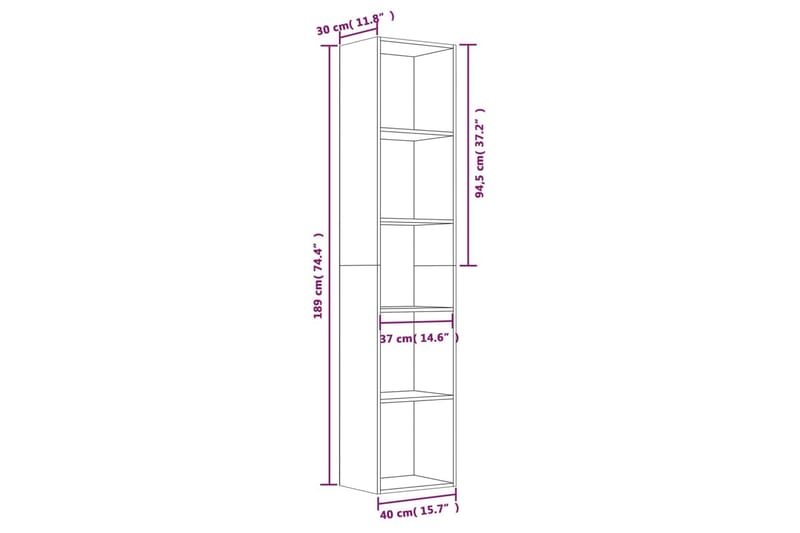 beBasic bogreol 40x30x189 cm konstrueret træ brun egetræsfarve - Brun - Opbevaring - Hylder & Reoler - Bogreol