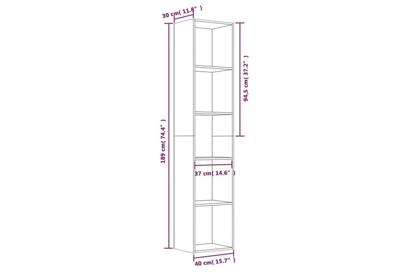 beBasic bogreol 40x30x189 cm konstrueret træ brun egetræsfarve - Brun - Bogreol