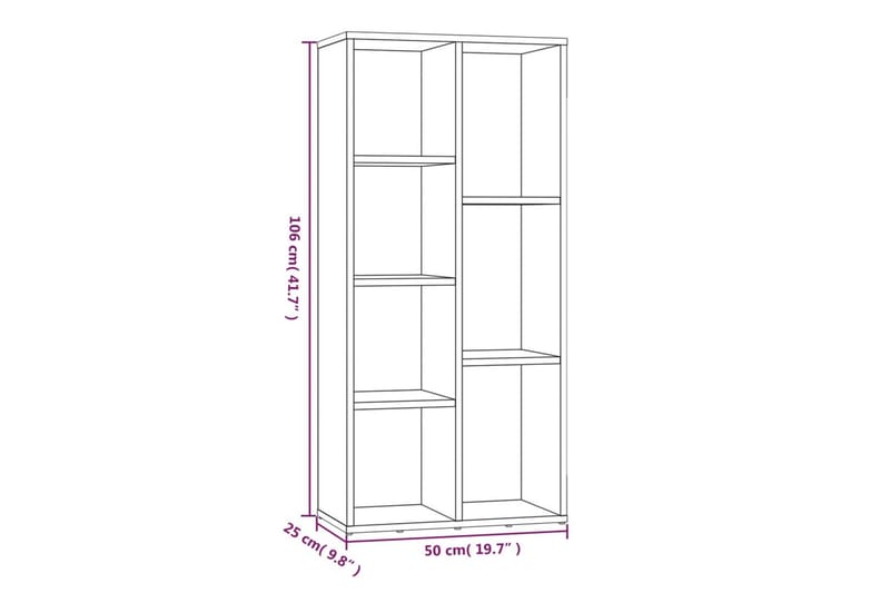 beBasic bogreol 50x25x106 cm grå sonoma-eg - GrÃ¥ - Bogreol