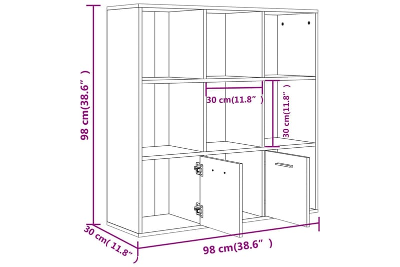 beBasic bogreol 98x30x98 cm brun egetræsfarve - Brun - Bogreol