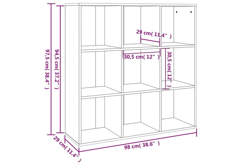 beBasic bogreol 98x30x98 cm brun egetræsfarve - Brun - Bogreol