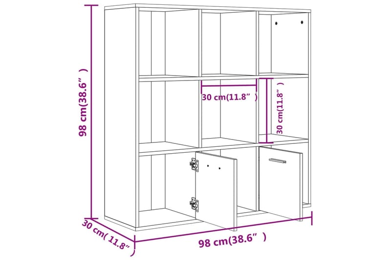 beBasic bogreol 98x30x98 cm røget egetræsfarve - Brun - Opbevaring - Hylder & Reoler - Bogreol