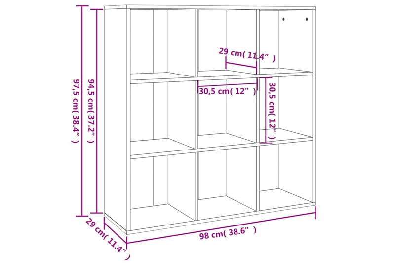 beBasic bogreol 98x30x98 cm røget egetræsfarve - Brun - Opbevaring - Hylder & Reoler - Bogreol