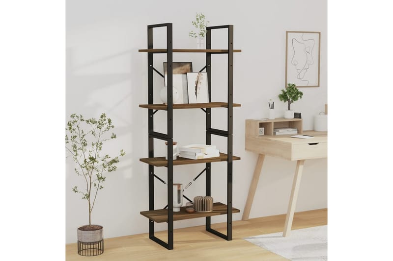 beBasic bogreol m. 4 hylder 60x30x140 cm konstrueret træ brun egetræ - Brun - Opbevaring - Hylder & Reoler - Bogreol