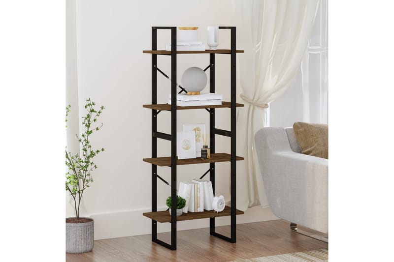 beBasic bogreol m. 4 hylder 60x30x140 cm konstrueret træ brun egetræ - Brun - Opbevaring - Hylder & Reoler - Bogreol
