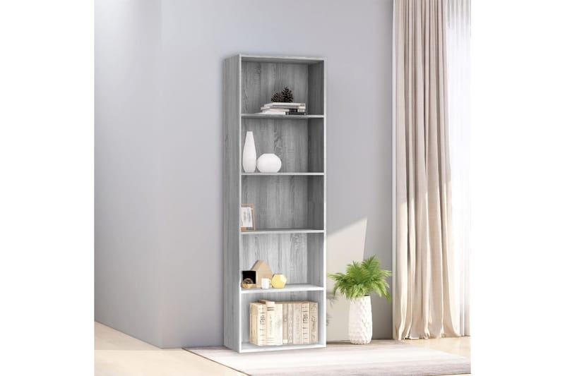 beBasic bogreol m. 5 hylder 60x30x189 cm konstrueret træ grå sonoma - GrÃ¥ - Opbevaring - Hylder & Reoler - Bogreol