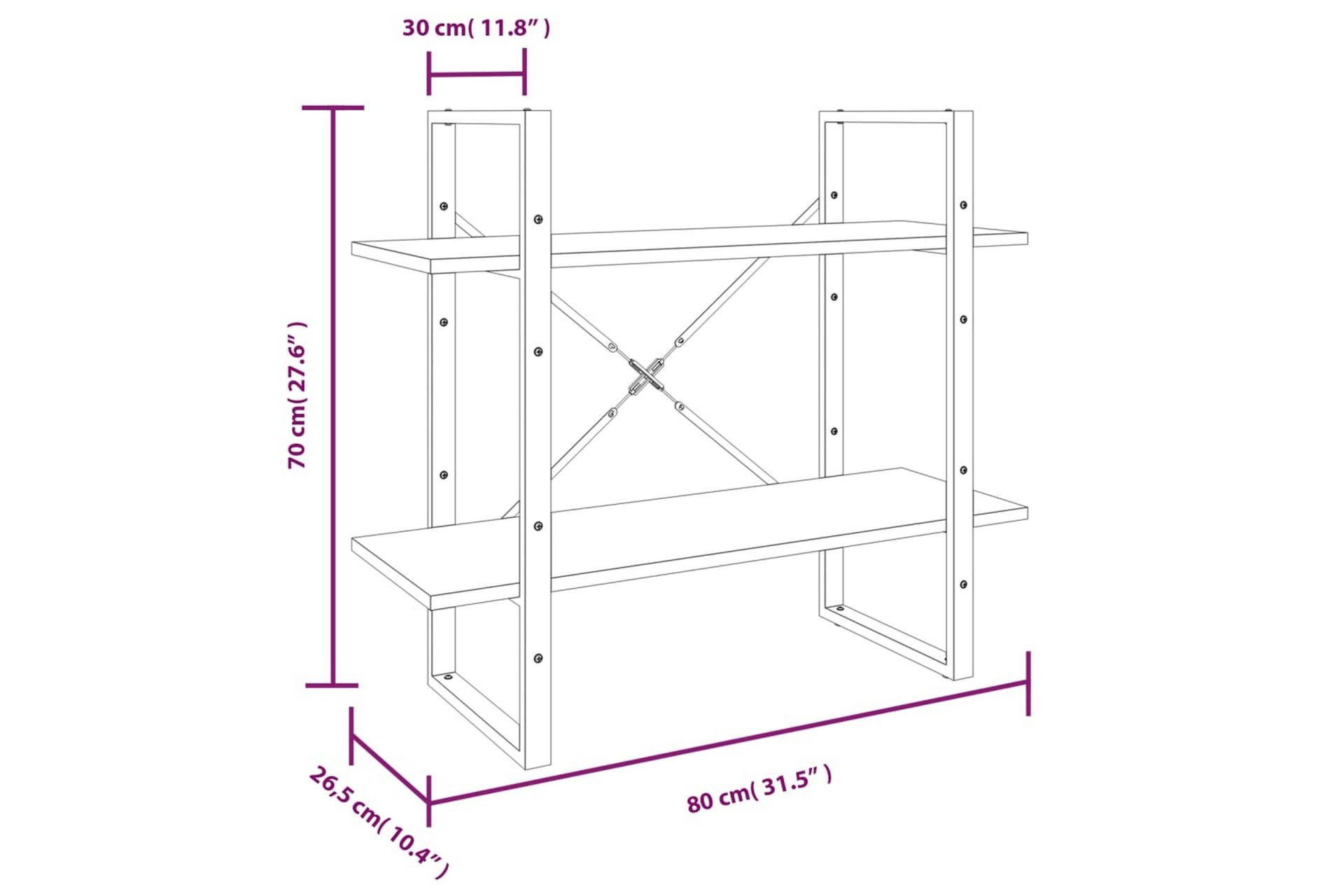 beBasic bogreol m. 5 hylder 80x30x175 cm konstrueret træ grå sonoma-eg - GrÃ¥ - Opbevaring - Hylder & Reoler - Bogreol