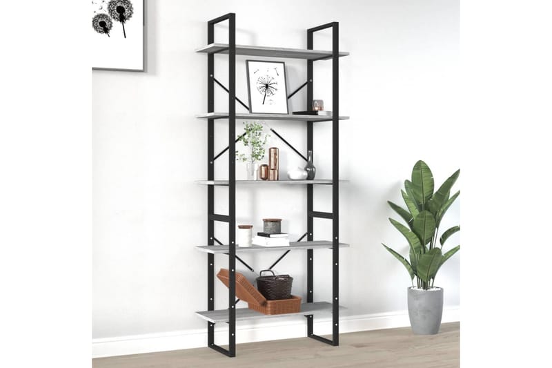 beBasic bogreol m. 5 hylder 80x30x175 cm konstrueret træ grå sonoma-eg - GrÃ¥ - Opbevaring - Hylder & Reoler - Bogreol