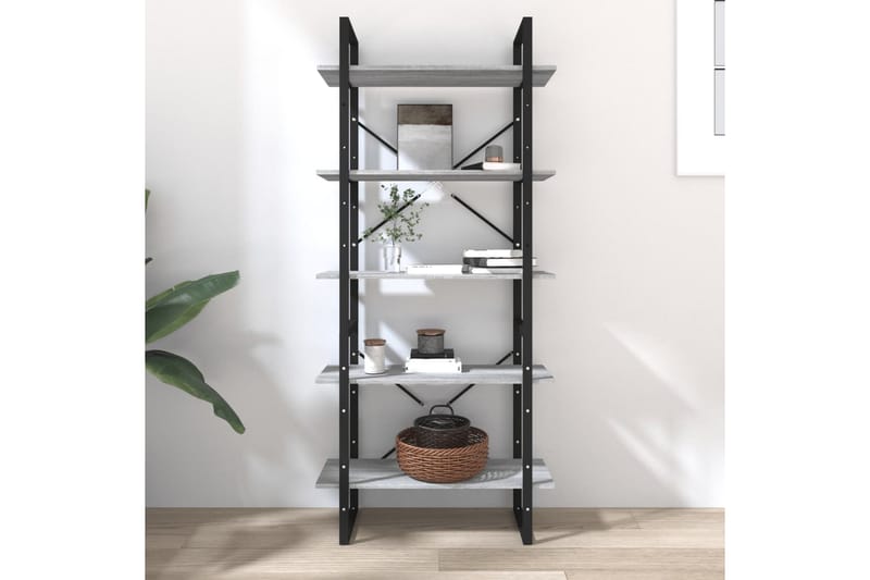beBasic bogreol m. 5 hylder 80x30x175 cm konstrueret træ grå sonoma-eg - GrÃ¥ - Opbevaring - Hylder & Reoler - Bogreol