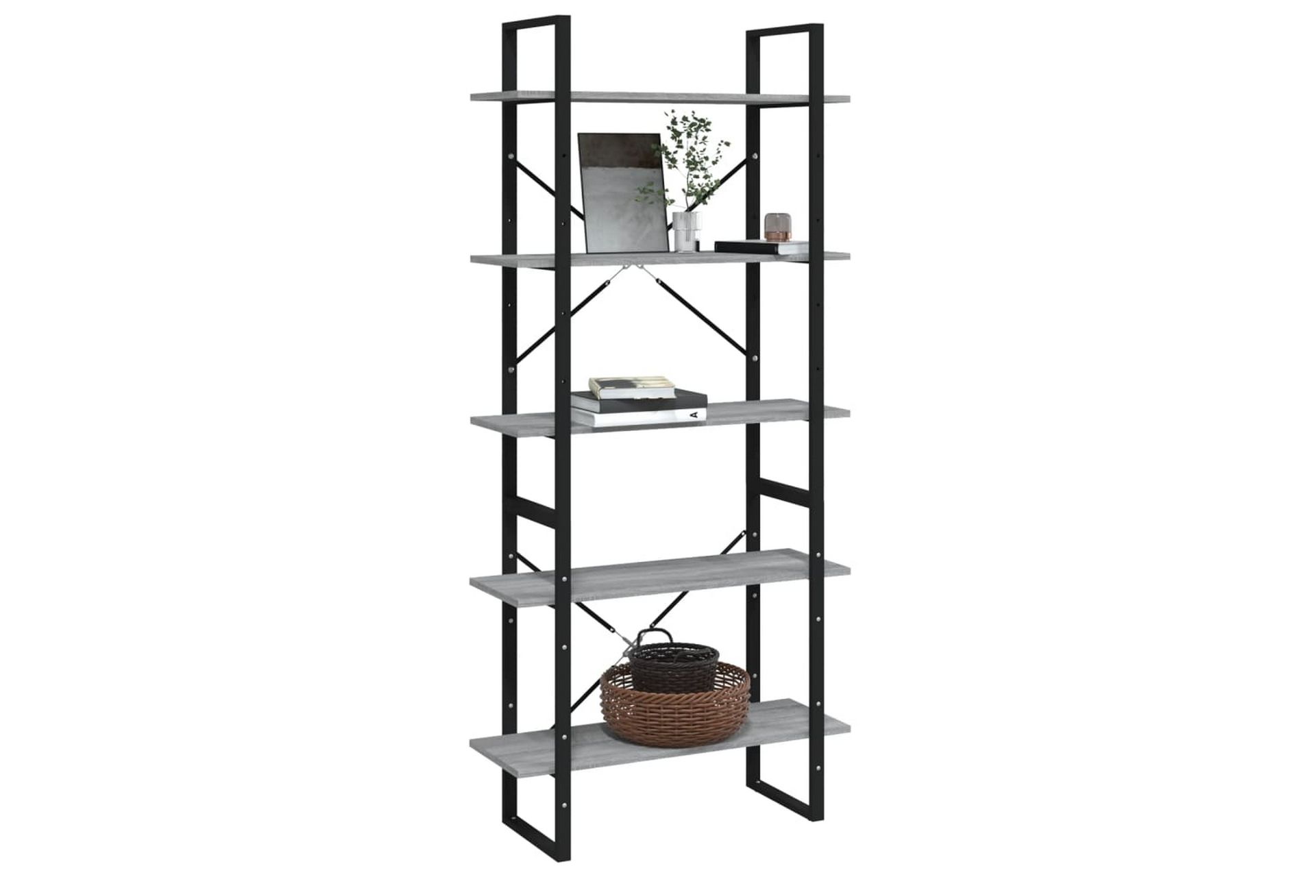 beBasic bogreol m. 5 hylder 80x30x175 cm konstrueret træ grå sonoma-eg - GrÃ¥ - Opbevaring - Hylder & Reoler - Bogreol