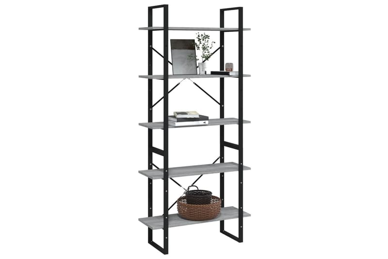 beBasic bogreol m. 5 hylder 80x30x175 cm konstrueret træ grå sonoma-eg - GrÃ¥ - Opbevaring - Hylder & Reoler - Bogreol