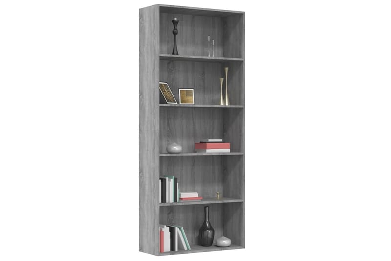 beBasic bogreol m. 5 hylder 80x30x189 cm konstrueret træ grå sonoma - GrÃ¥ - Opbevaring - Hylder & Reoler - Bogreol