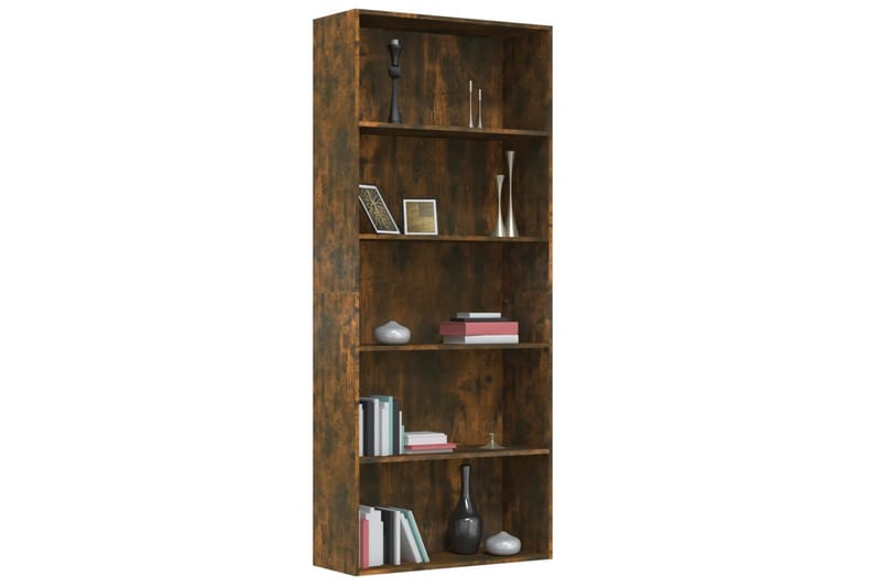 beBasic bogreol m. 5 hylder 80x30x189 cm konstrueret træ røget egetræ - Brun - Opbevaring - Hylder & Reoler - Bogreol
