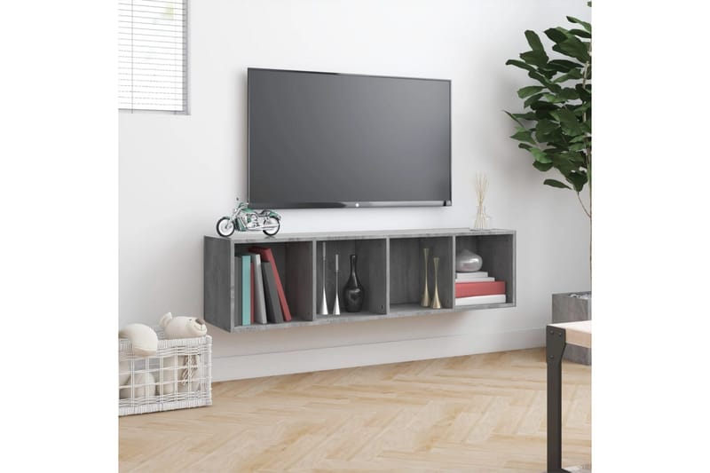 beBasic bogreol/tv-skab 143x30x36 cm konstrueret træ grå sonoma-eg - GrÃ¥ - Bogreol