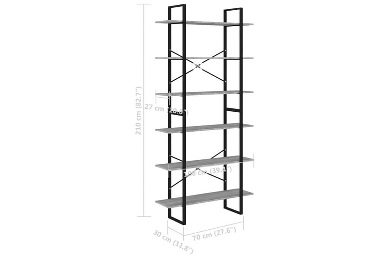 beBasic reol 100x30x210 cm konstrueret træ grå sonoma-eg - GrÃ¥ - Bogreol