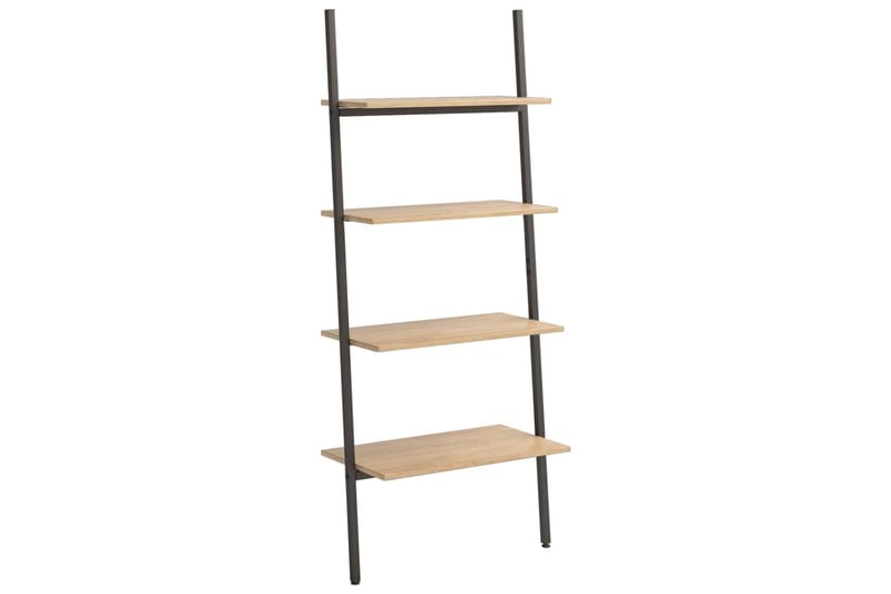 beBasic stigereol med 4 hylder 64x34x150,5 cm lysebrun og sort - Brun - Opbevaring - Hylder & Reoler - Stigereol