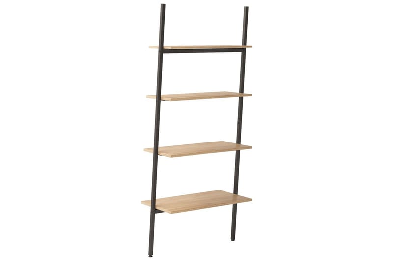 beBasic stigereol med 4 hylder 64x34x150,5 cm lysebrun og sort - Brun - Opbevaring - Hylder & Reoler - Stigereol