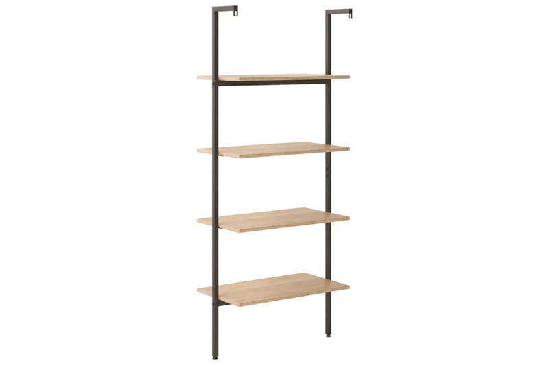 beBasic stigereol med 4 hylder 64x35x152,5 cm lysebrun og sort - Brun - Opbevaring - Hylder & Reoler - Bogreol