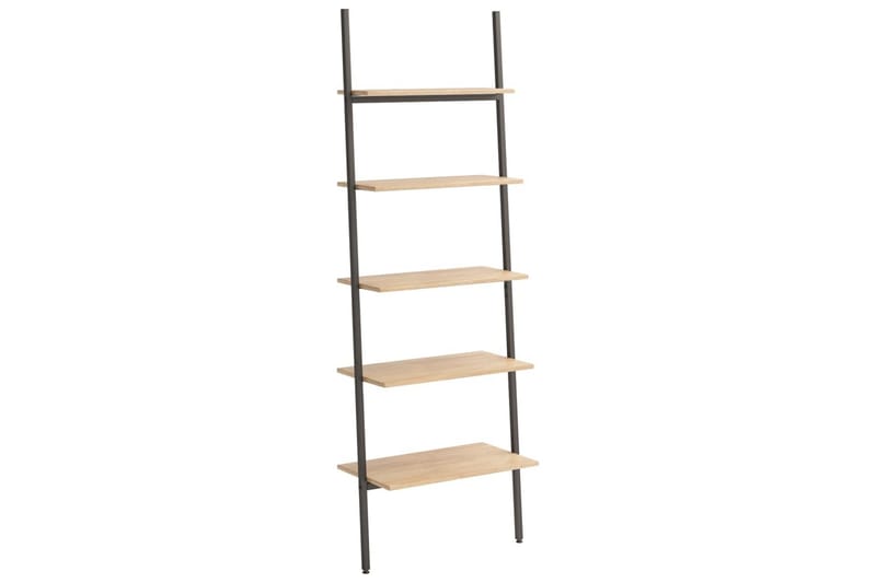 beBasic stigereol med 5 hylder 64x34x185,5 cm lysebrun og sort - Brun - Opbevaring - Hylder & Reoler - Bogreol
