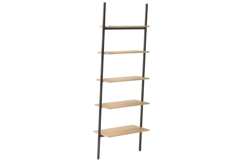 beBasic stigereol med 5 hylder 64x34x185,5 cm lysebrun og sort - Brun - Opbevaring - Hylder & Reoler - Bogreol