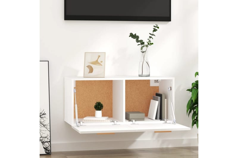 beBasic tv-bord 80x35x36,5 cm konstrueret træ hvid - Hvid - Væghylde & vægreol