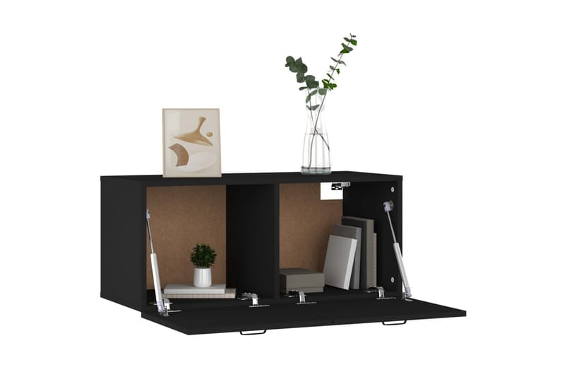 beBasic tv-bord 80x35x36,5 cm konstrueret træ sort - Sort - Væghylde & vægreol