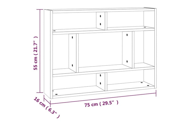 beBasic væghylde 75x16x55 cm konstrueret træ røget egetræsfinish - Brun - Væghylde & vægreol