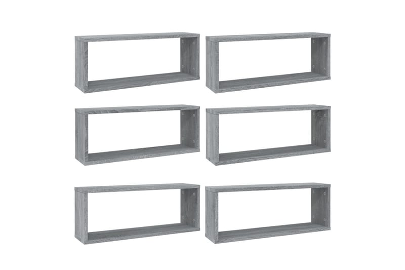 beBasic væghylder 6 stk. 60x15x23 cm konstrueret træ grå sonoma-eg - GrÃ¥ - Opbevaring - Hylder & Reoler - Væghylde & vægreol