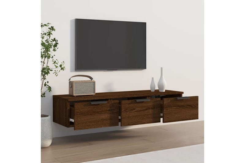 beBasic vægskab 102x30x20 cm konstrueret træ brun egetræsfarve - Brun - Opbevaring - Hylder & Reoler - Væghylde & vægreol