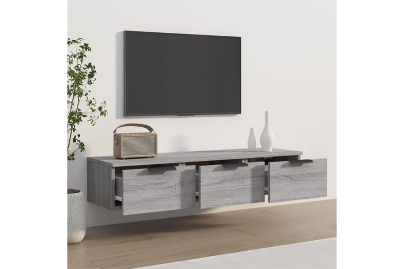 beBasic vægskab 102x30x20 cm konstrueret træ grå sonoma-eg - GrÃ¥ - Opbevaring - Hylder & Reoler - Væghylde & vægreol