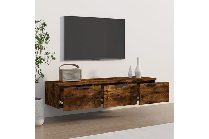 beBasic vægskab 102x30x20 cm konstrueret træ røget egetræsfarve - Brun - Opbevaring - Hylder & Reoler - Væghylde & vægreol