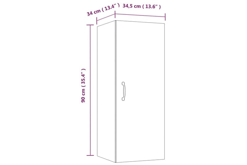 beBasic vægskab 34,5x34x90 cm konstrueret træ betongrå - GrÃ¥ - Opbevaring - Hylder & Reoler - Væghylde & vægreol